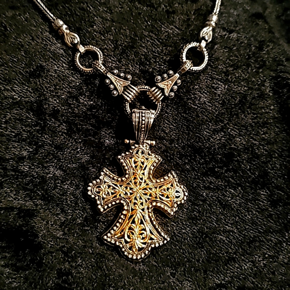 Konstantino Cross Pendant w/ Gerochristo 18" necklace 18k w/Sterling Siver